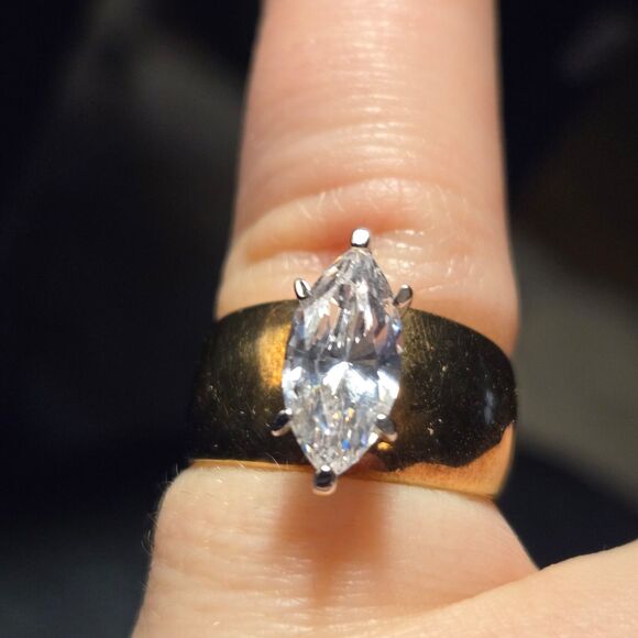 Marquise vintage sterling silver ring sz 6 - Picture 6 of 7